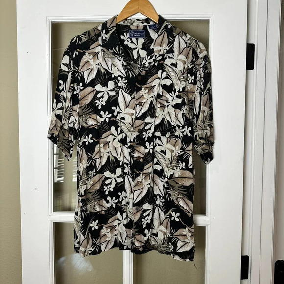 *VINTAGE* Caribbean Palms Hawaiian Hawaii Aloha Tropical Shirt L - Picture 2 of 7